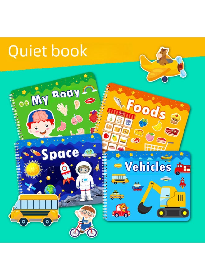 التنوير التعليم المبكر كتاب مشغول كتاب هادئ للأطفال الإنجليزية السماء المرصعة بالنجوم كتاب ملصقات المعرفي لعبة الغذاء الوجه اللون: جسم الإنسان - Image 2