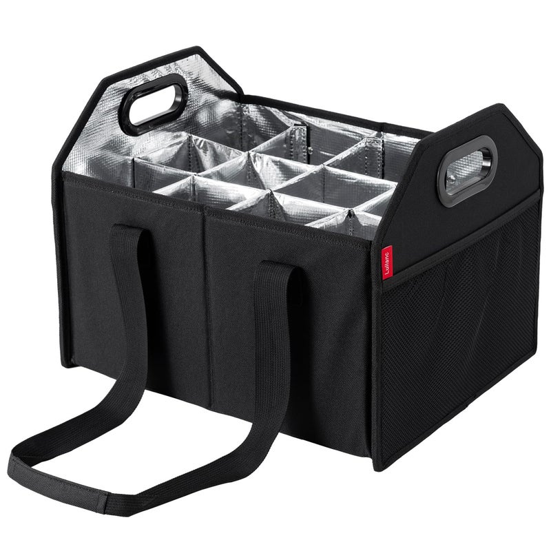 LUILANC Bottle Wine Carrier Collapsible 12 Bottle Storage Box Reusable Portable Carrier Case for Tote Bag Moving Vacation Caddy Grocery Shopping Wine Tasting Access - Image 2