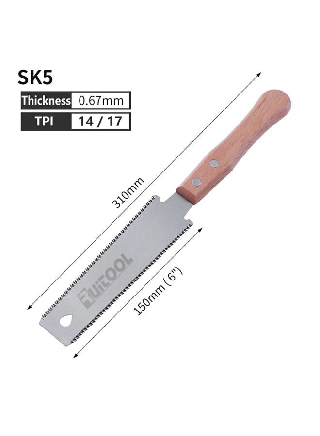 RUITOOL Japanese Hand Saw 6 Inch Double Edge Sided Pull Saw Ryoba SK5 Flexible Blade 14/17 TPI Flush Cut Beech Handle Wood Saw for Woodworking Tools - Image 3