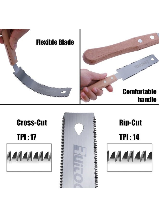 RUITOOL Japanese Hand Saw 6 Inch Double Edge Sided Pull Saw Ryoba SK5 Flexible Blade 14/17 TPI Flush Cut Beech Handle Wood Saw for Woodworking Tools - Image 2