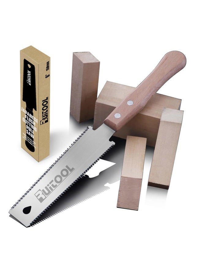 RUITOOL Japanese Hand Saw 6 Inch Double Edge Sided Pull Saw Ryoba SK5 Flexible Blade 14/17 TPI Flush Cut Beech Handle Wood Saw for Woodworking Tools - Image 1