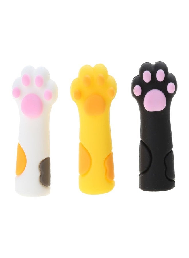 BIBABLYKE 3Pieces Cute Cat Paw Pencil Topper Cartoon Pencil Topper Anti-Chewing Silicone Pencil Cap for Kid Student Class Reward Silicone - Image 1