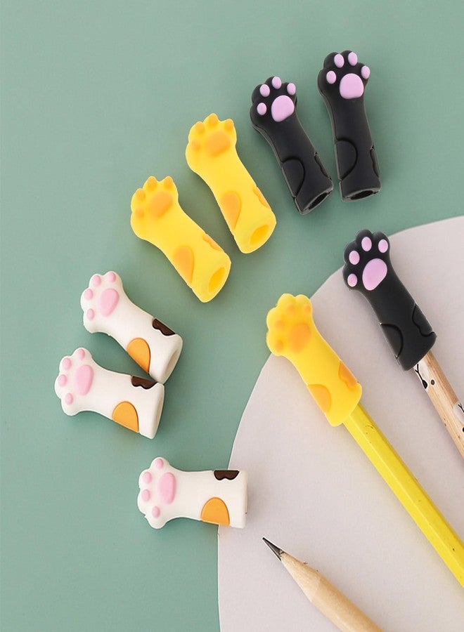 BIBABLYKE 3Pieces Cute Cat Paw Pencil Topper Cartoon Pencil Topper Anti-Chewing Silicone Pencil Cap for Kid Student Class Reward Silicone - Image 5