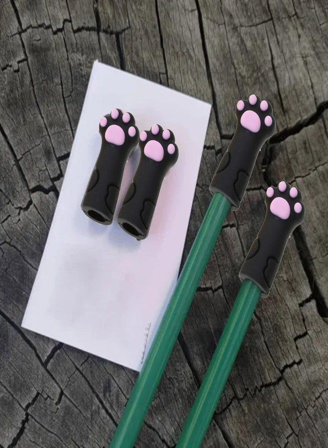 BIBABLYKE 3Pieces Cute Cat Paw Pencil Topper Cartoon Pencil Topper Anti-Chewing Silicone Pencil Cap for Kid Student Class Reward Silicone - Image 4