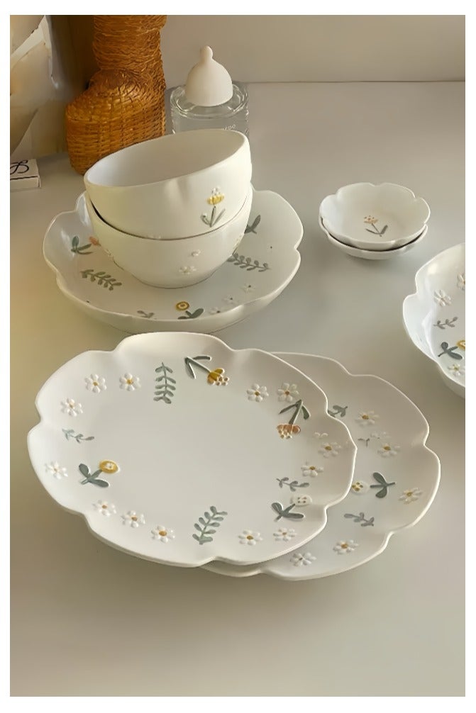 إعادة الصياغة طبق حلى خزفي مزخرف ولطيف – تصميم أزهار منعش لتقديم الحلويات والوجبات الخفيفة وشاي الظهيرة - Image 5