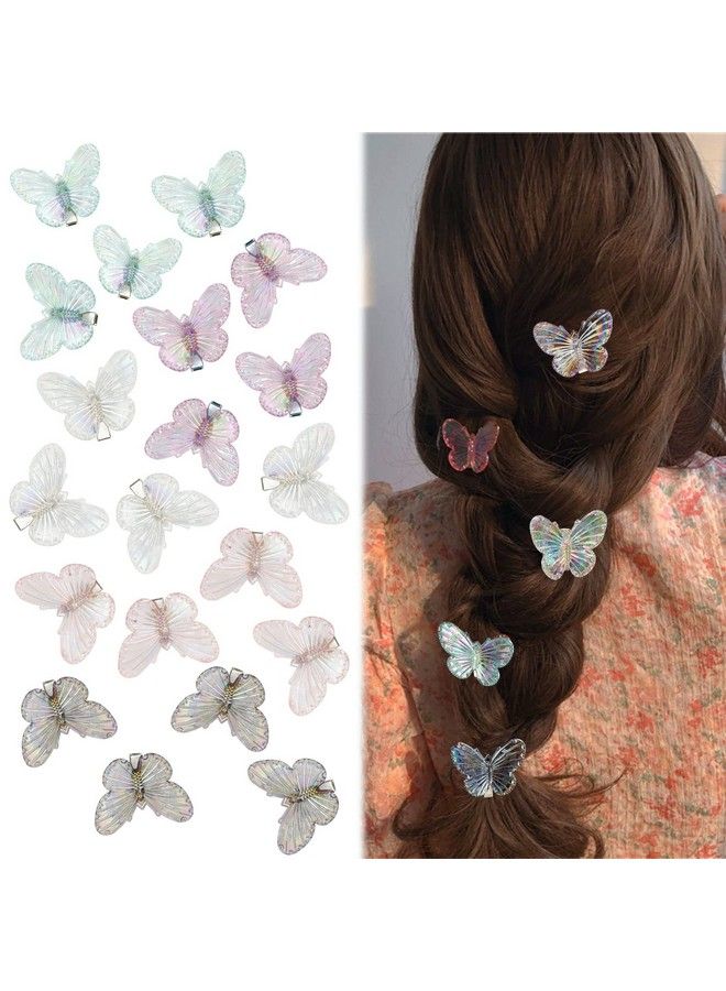 Butterfly Hair Clips For Girls 20Pcs Multicolored Mini Hair Clips Acrylic Cute Hair Clips For Women 90S Accessories For Women Durable Y2K Butterfly Clips Glitter Small Hair Clips Y2K Accessories