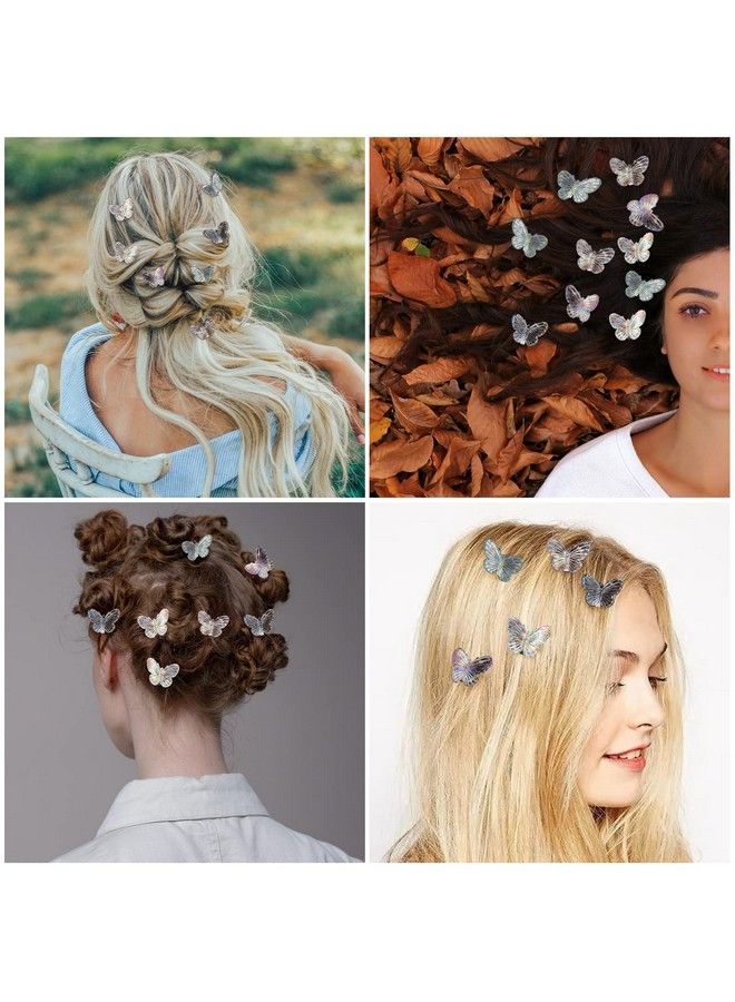 Butterfly Hair Clips For Girls 20Pcs Multicolored Mini Hair Clips Acrylic Cute Hair Clips For Women 90S Accessories For Women Durable Y2K Butterfly Clips Glitter Small Hair Clips Y2K Accessories