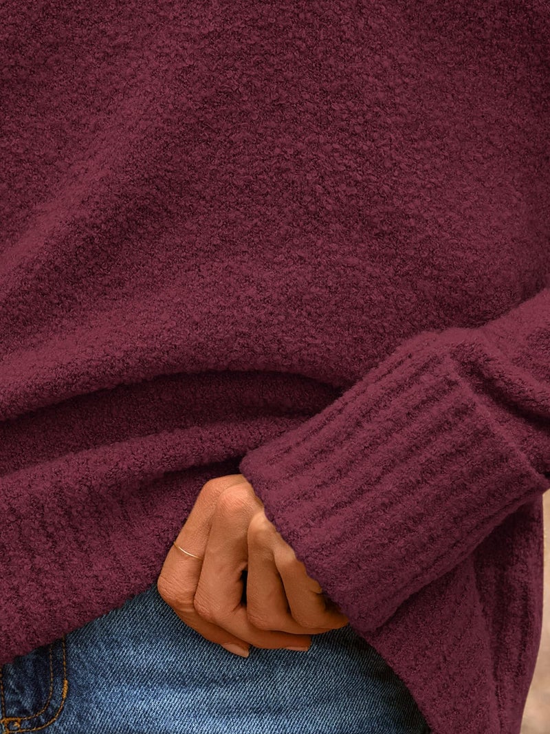 LILLUSORY Oversized Sweater Womens 2026 Fall Fashion Outfits Pullover Long Tunic Old Money Winter Cozy Clothes Cute Crewneck Trendy Knit Chunky Warm Knitted Ladies Top Red - Image 5