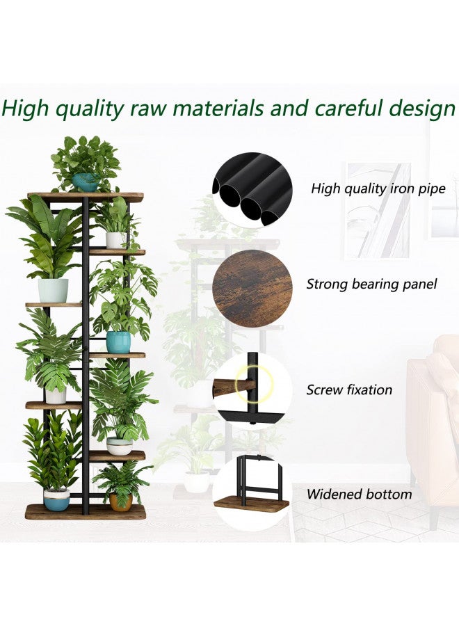 LINZINAR Plant Stand 7 Tier 8 Potted Multiple Flower Pot Holder Shelf Indoor Outdoor Planter Rack Storage Organizer for Patio Garden Corner Balcony Living Room (7 Tier-8 Potted, Black) - Image 3