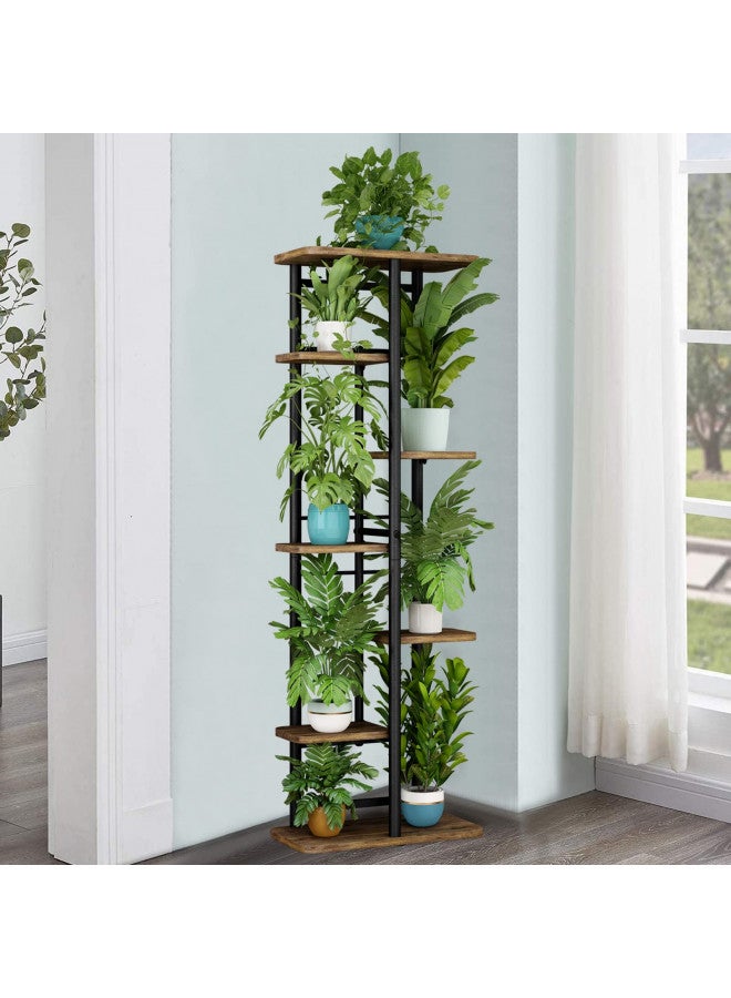 LINZINAR Plant Stand 7 Tier 8 Potted Multiple Flower Pot Holder Shelf Indoor Outdoor Planter Rack Storage Organizer for Patio Garden Corner Balcony Living Room (7 Tier-8 Potted, Black) - Image 2
