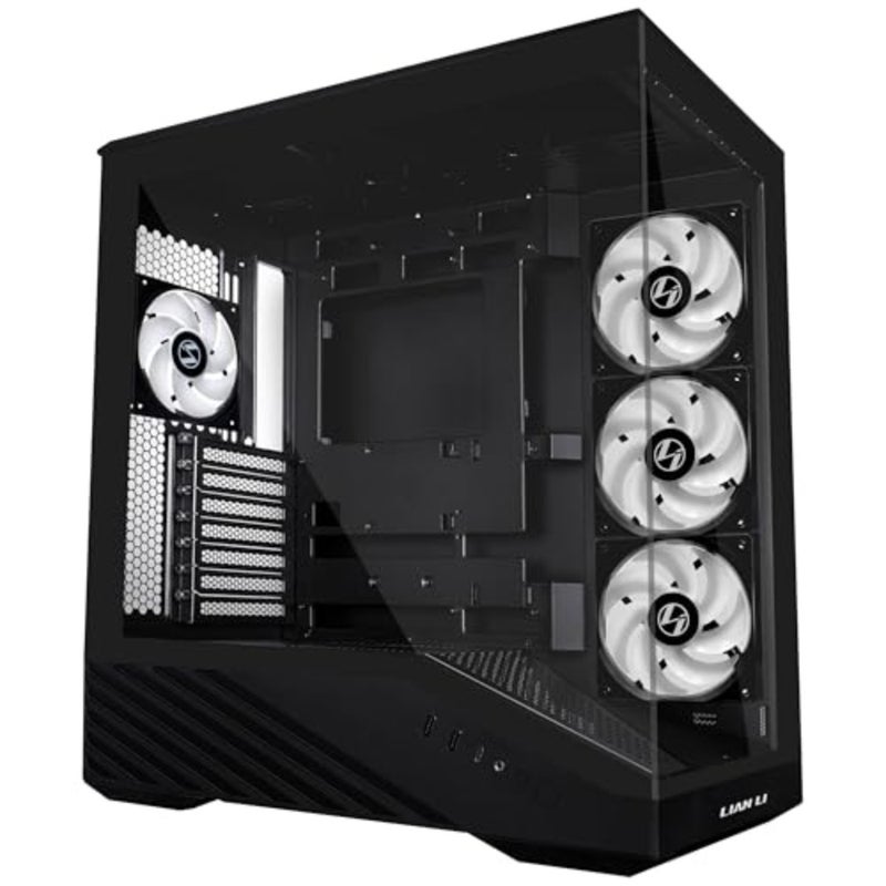 حقيبة V100 Mid Tower باللون الأسود، دعم ATX، لوحة أمامية شبكية، زجاج مقسى، USB-C، لوحة جانبية خالية من الأدوات - Image 2