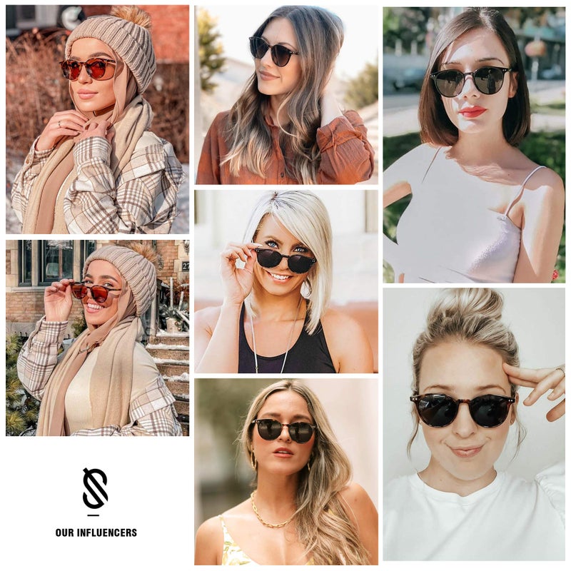 SOJOS Small Round Classic Polarized Sunglasses for Women Men Vintage Style UV400 Lens SJ2113, Tortoise/Grey - Image 3
