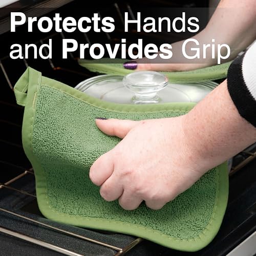 RITZ Terry Potholder & Hot Pad: Heat Resistant, Durable 100% Cotton – Ergonomically Designed for Optimal Grip, Easy-Care Machine Washable, Perfect for Your Kitchen – Cactus Green, 2-Pack - Image 5