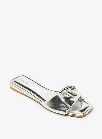 شو اكسبرس Women Solid Slip-On Slide Sandals with Knot Detail