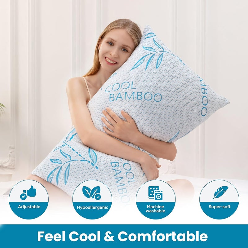 ComfySleep وسائد بحجم كينغ 2 عبوة للنوم، وسادة سرير قابلة للتعديل من رغوة الذاكرة المبردة مع غطاء قابل للإزالة/الغسل (كينغ 2 عبوة) - Image 2