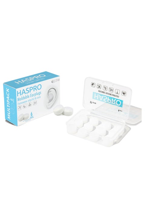 HASPRO [6-Pair Pack] Soft Silicone Earplugs for Sleeping, Swimming & Bathing, Anti-Snoring, Noise Cancelling Reusable Earplugs. Adults & Children (trn)