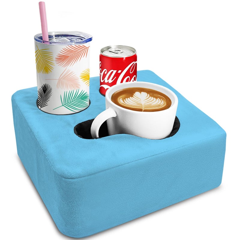 Nisdoing Couch Cup Holder Pillow Tray & Caddy - For Sofa  Bed  Car  Man Cave | Keep Drinks At Hand & Spill-Proof Accessories For New Parents  Camping  Park  Boat  Beach - Blue - Image 1