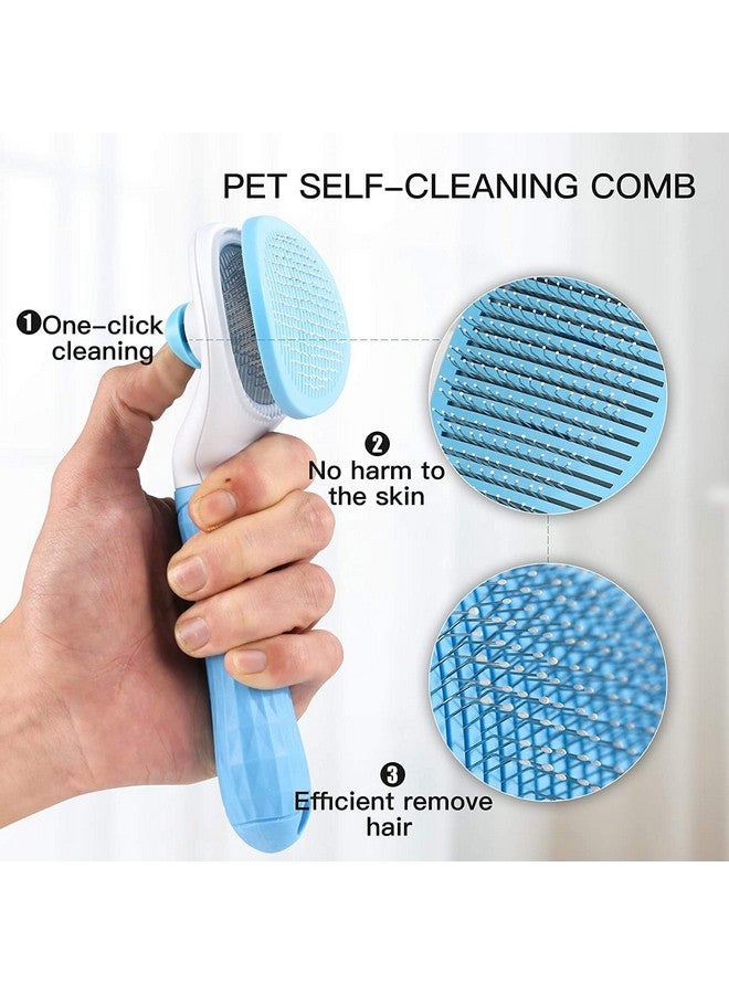 فرشاة للكلاب والقطط، مشط للعناية بالحيوانات الأليفة لإزالة الشعر والفراء المتساقط للكلاب والقطط والأرانب (أزرق) - Image 5