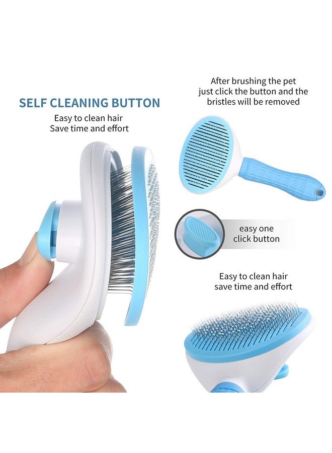 فرشاة للكلاب والقطط، مشط للعناية بالحيوانات الأليفة لإزالة الشعر والفراء المتساقط للكلاب والقطط والأرانب (أزرق) - Image 4