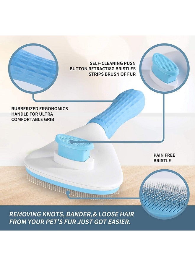 فرشاة للكلاب والقطط، مشط للعناية بالحيوانات الأليفة لإزالة الشعر والفراء المتساقط للكلاب والقطط والأرانب (أزرق) - Image 3