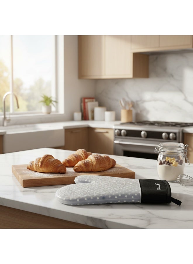 Harmony Kitchen Oven Mitt - Heat Resistant Cooking Glove with Geometric Pattern - Image 2