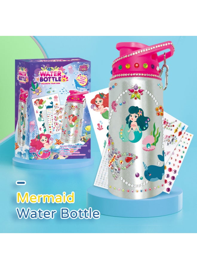 Kettle Water Cup Children's DIY Animal Dinosaur Theme Diamond Water Bottle Toy-Color:Sticker Diamond Water Bottle-Mermaid - Image 2