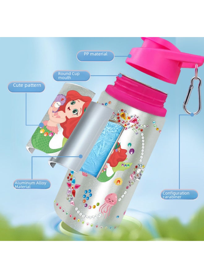 Kettle Water Cup Children's DIY Animal Dinosaur Theme Diamond Water Bottle Toy-Color:Sticker Diamond Water Bottle-Mermaid - Image 5