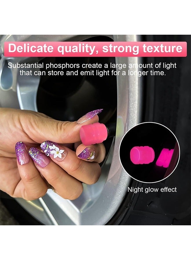 Bukela 12 PCS Glow-in-Dark Tire Valve Caps, Fluorescent & Corrosion Resistant , Extreme Heat & Sandstorm Tested for SUV/Trucks (Pink Safety Decor) - Image 2