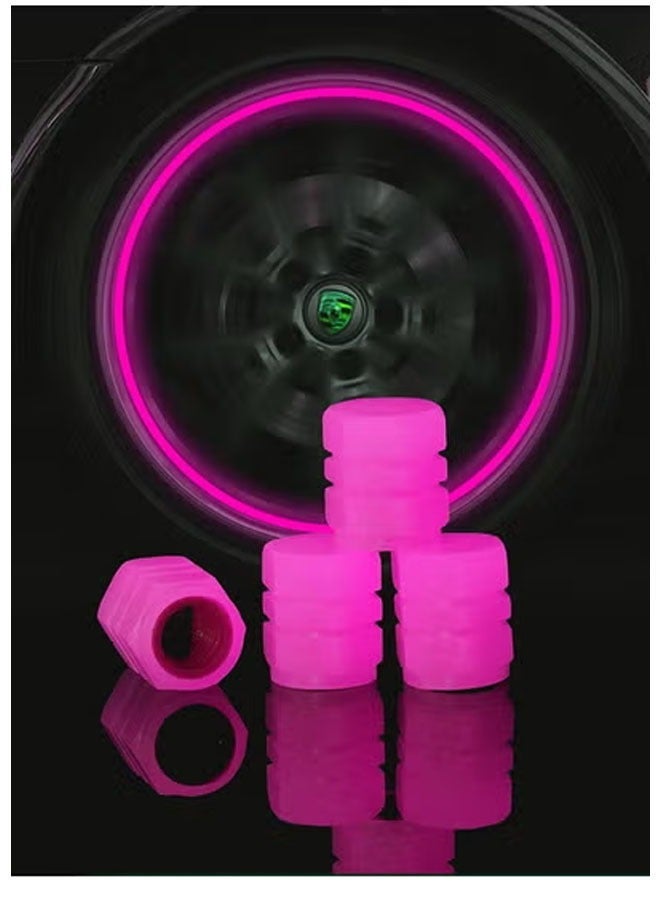 Bukela 12 PCS Glow-in-Dark Tire Valve Caps, Fluorescent & Corrosion Resistant , Extreme Heat & Sandstorm Tested for SUV/Trucks (Pink Safety Decor) - Image 1