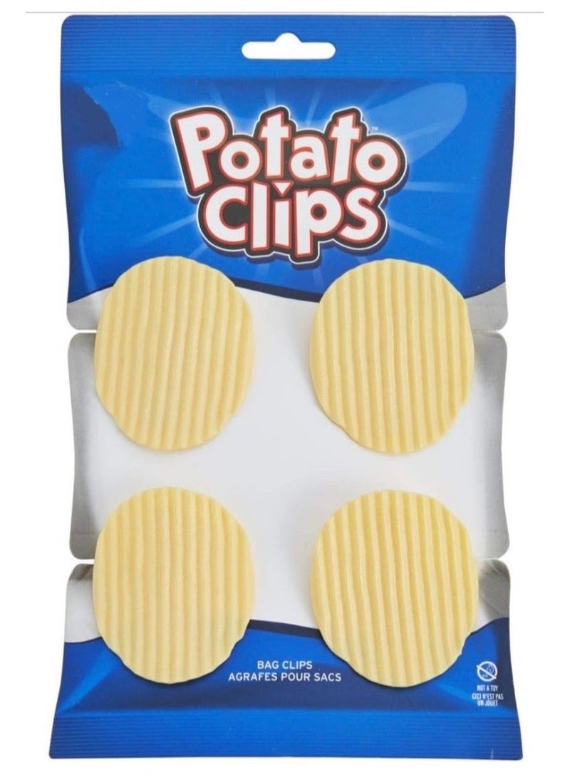 8-piece bag sealing clips for chips, bread, or snack bags to keep contents fresh. Designed in the shape of a triangular tortilla chip and an oval potato. A unique clip for securing and sealing potato chip bags, tortilla bags, or snack bags. An essential kitchen accessory. 8-piece set. - Image 3