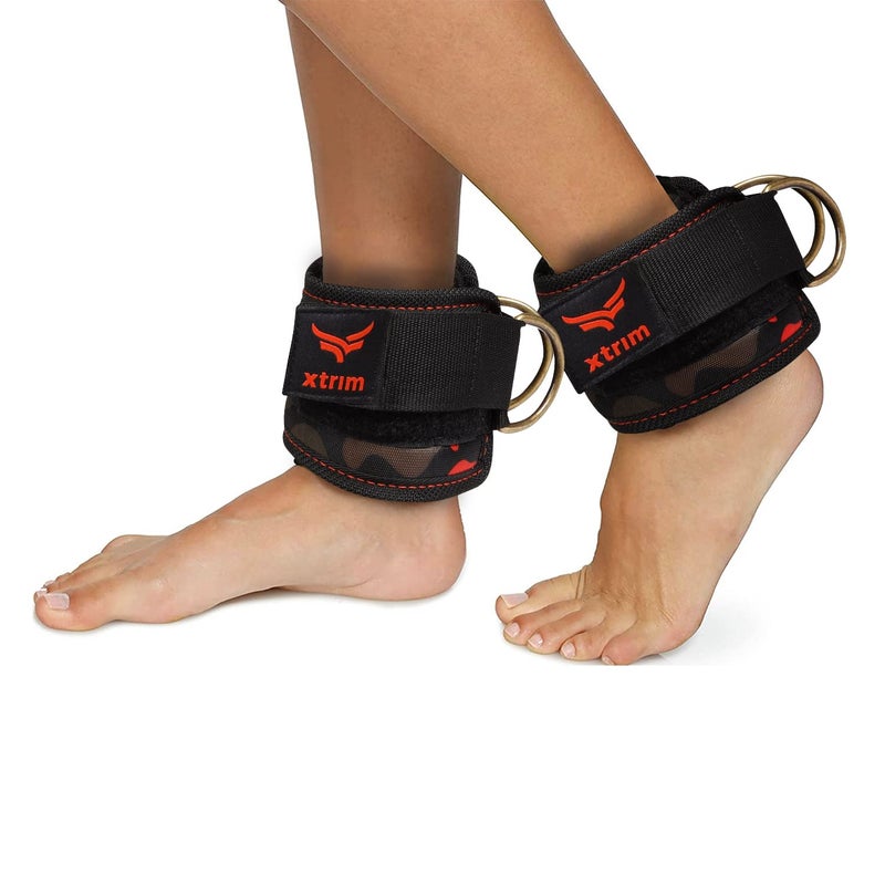 XTRIM Durafit Unisex Stylish Ankle Straps with Metal D-Rings for Cable Machine, Kickbacks and Glutes Workouts, Adjustable Ankle Straps, Curls & Hip Abductors with Padded Neoprene Support (Orange) - Image 1