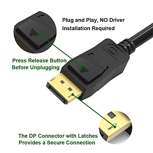 UKYEE Displayport to DVI Cable 3ft 2-Pack，Display Port (DP) to DVI Cord Adapter for Computer Monitor Projector - Image 5