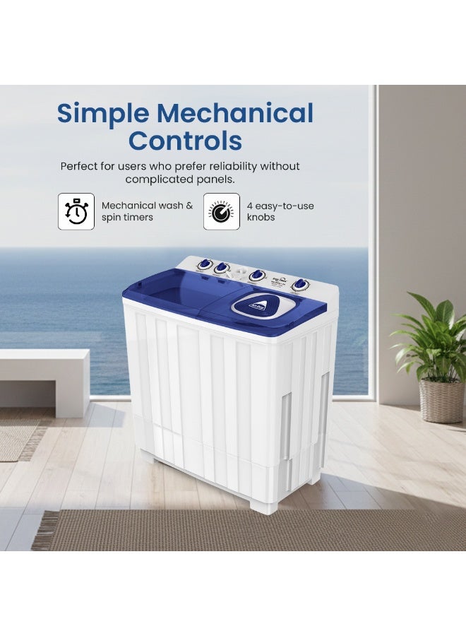 STAR TRACK Semi-Automatic Washing Machine, Large Capacity Twin Tub Top Loader with 6.5KG Spinner, Rust-Proof PP Body, Transparent Lids & Easy 4-Knob Mechanical Control - Blue 9 kg 420 W SW-900B1-TK Blue - Image 2