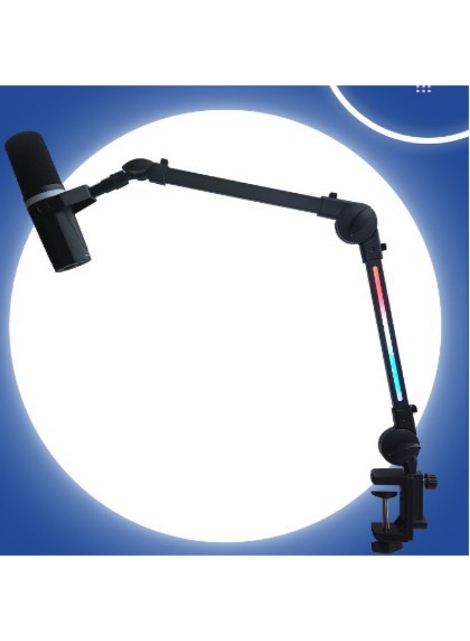 شو وو ذراع ميكروفون RGB عالي الجودة، ذراع ميكروفون علوي، حامل ميكروفون للتثبيت على المكتب، حامل ميكروفون قابل للتعديل مع حامل للمكتب، ذراع ميكروفون للبث المباشر للألعاب والبودكاست والتسجيل (أسود) - Image 4