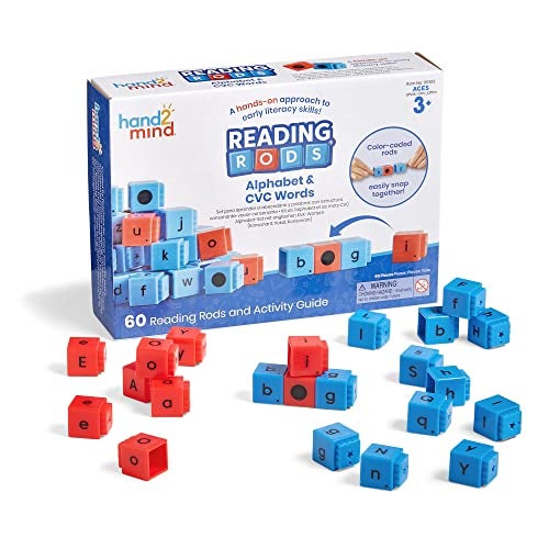 hand2mind Reading Rods Alphabet & CVC Words, Word Building Activities, Letter Blocks, CVC Words for Kindergarten, Spelling Toys, Reading Tools for Kids, Science of Reading Manipulatives - Image 1