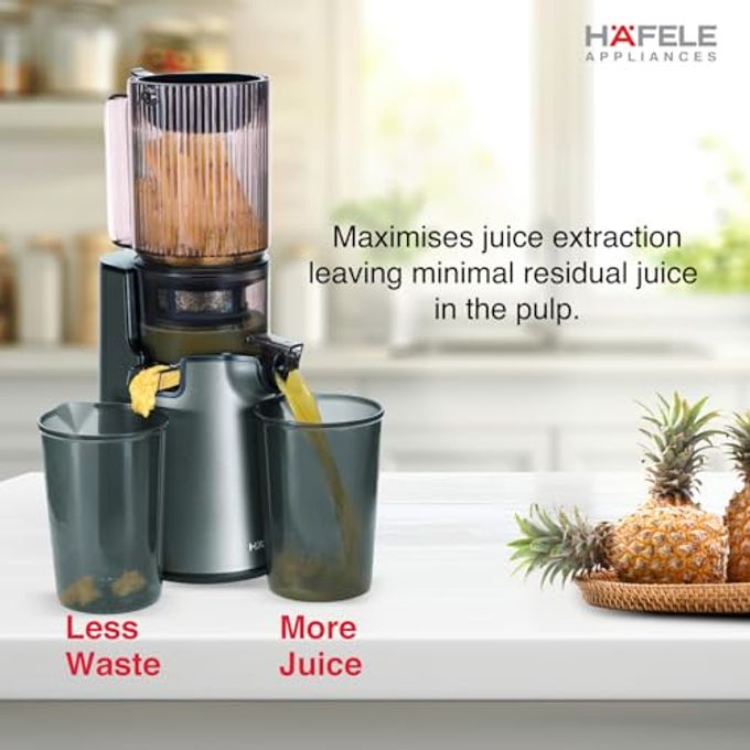 Hafele Magnus Prime Cold Press Juicer, 100mm Wide Chute, All-in-1 Fruit & Vegetable Juicer, 50RPM Speed for Max Nutrition,Maximum Extraction of Juice, 250W - Image 2