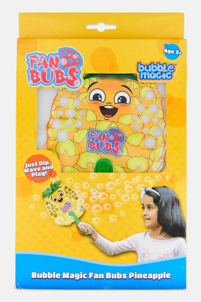 Bubble Magic Fan Bubs Pineapple Bubble Solution with Hand Fan, Yellow - Image 1