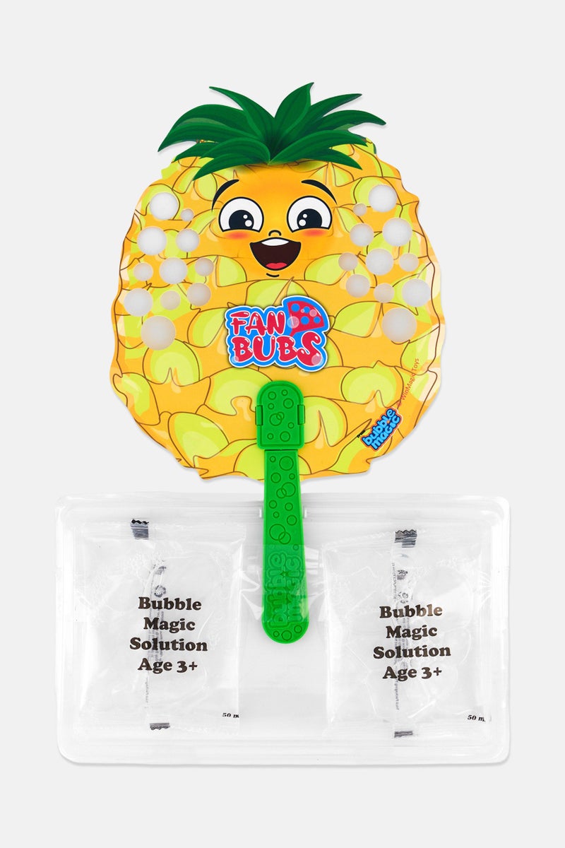 Bubble Magic Fan Bubs Pineapple Bubble Solution with Hand Fan, Yellow - Image 3