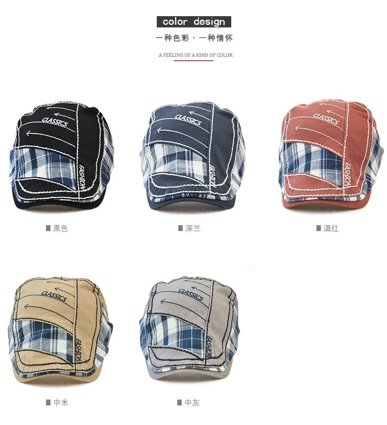 Denim Beret Unisex Korean Letter Embroidery Outdoor Sun Hat Denim - Image 2