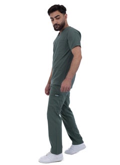 sezer Caesar Medical Scrub for Men – comfort and durability with a modern and elegant design in olive color  - Image 2