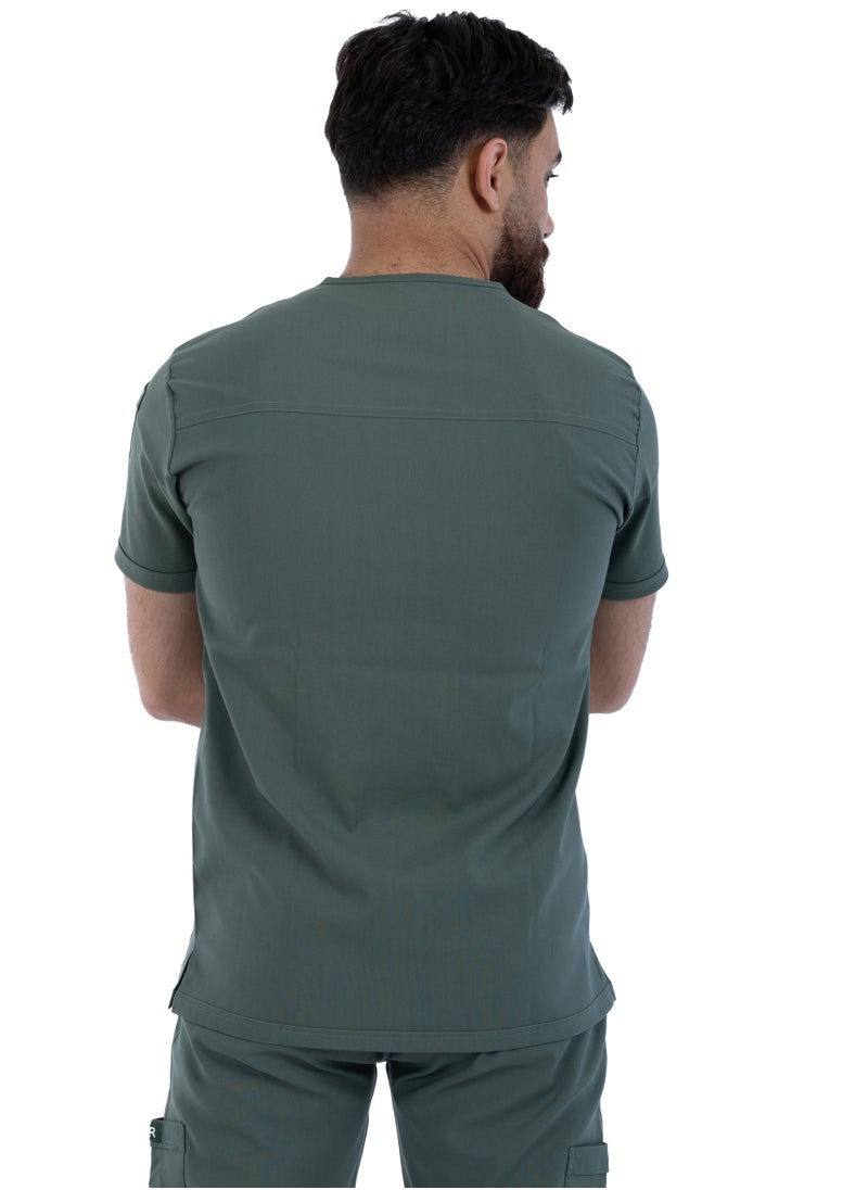 sezer Caesar Medical Scrub for Men – comfort and durability with a modern and elegant design in olive color  - Image 4