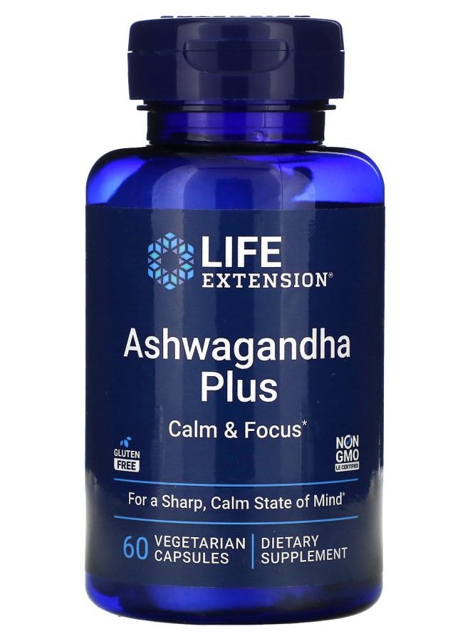 Life Extension Ashwagandha Plus  60 Vegetarian Capsules 