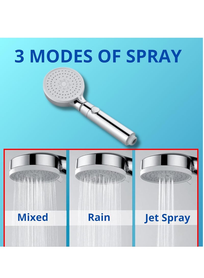JOGAMS Shower Set Complete Shower Set with 1.5m Hose and Modern Handheld Design, 5 x 9cm Shower Head, 8 x 12cm Holder, 5 Jet Types for Spa and Bathing Parent  - Image 4