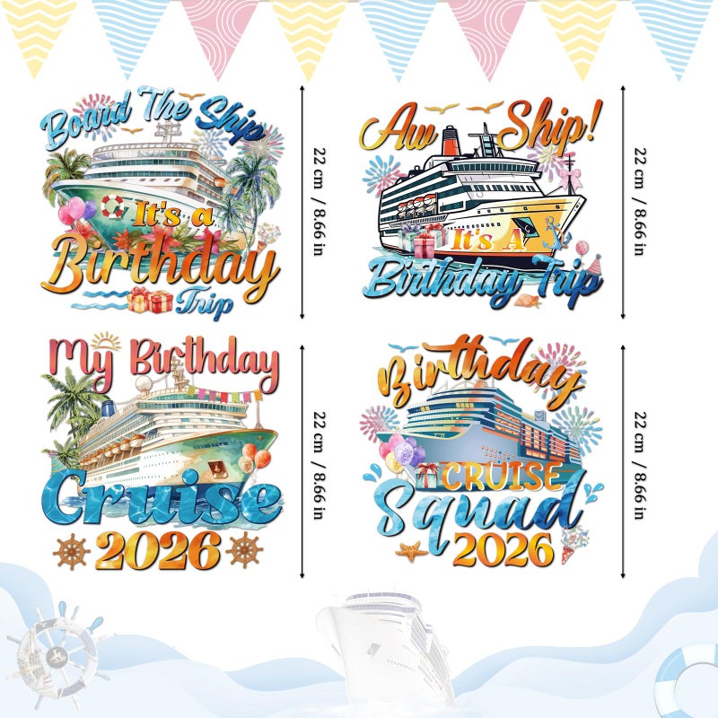 Dazoratix Birthday Large Cruise Decorations - 4 Pcs Retro Ship Cabin Door Magnets 2026 Magnetic Stickers Vintage Decals Stateroom Accessories for Party Carnival Summer Vacation Refrigerator Car Decor - Image 2