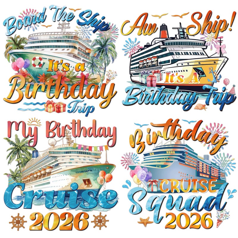 Dazoratix Birthday Large Cruise Decorations - 4 Pcs Retro Ship Cabin Door Magnets 2026 Magnetic Stickers Vintage Decals Stateroom Accessories for Party Carnival Summer Vacation Refrigerator Car Decor - Image 1