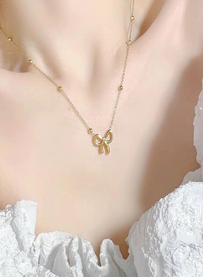 MONOZO pendant necklace chain for women girls Love anti tarnish stainless steel stylish Neck Chain |Bow pendant| Birthday Anniversary gift Valentine Accessories | 18k Gold Plated - Image 2