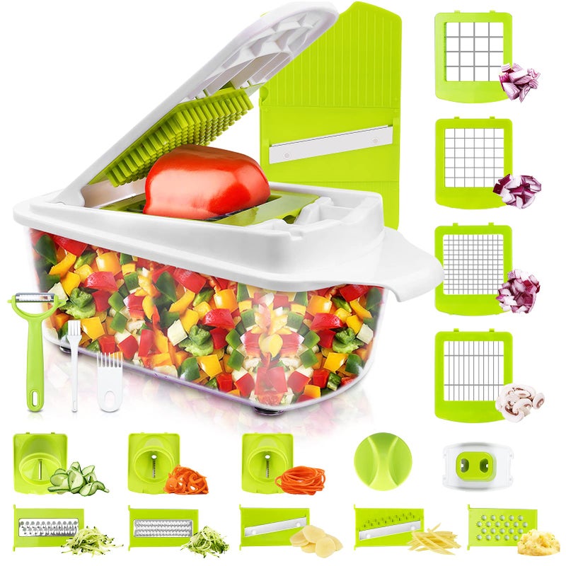 Vegetable Cutter Fruit Cutter 23 Pieces Vegetable Choppers Mandolin Slicer Onion Chopper Food Chopper Veg Chopper Dicer Julienne Spiral Grater Peeler