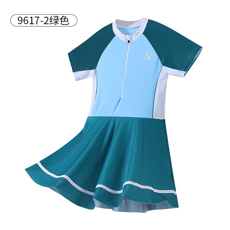 Summer Children''s One-Piece Skirt Swimsuit, Sweet and Cute, Beach Style, Soft and Skin-Friendly Fabric, Lightweight, Dry and Comfortable, Hot Spring Swimwear - Image 1