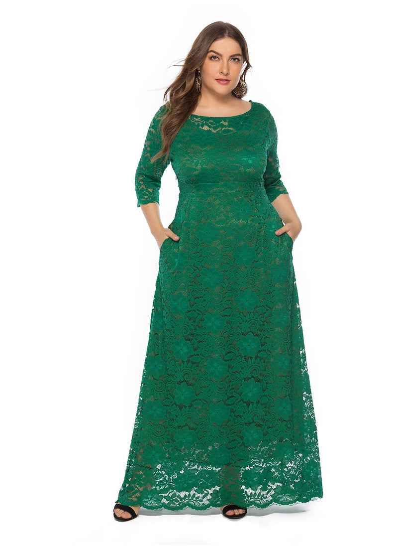 Loquat - Lace High Waist Pocket Dress Green - Image 1