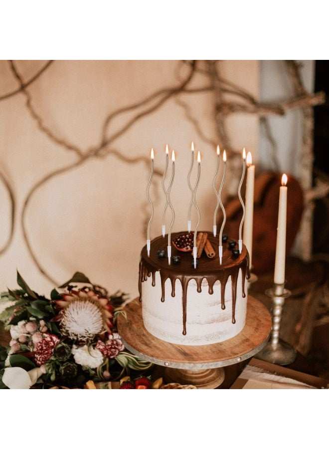 Chocisong 12PCS Twisted Birthday Candles Spiral Metallic Cupcake Thin Long Cake Candles for Birthday Wedding Christmas Ramadan National Day Anniversary Party (Champagne) - Image 5